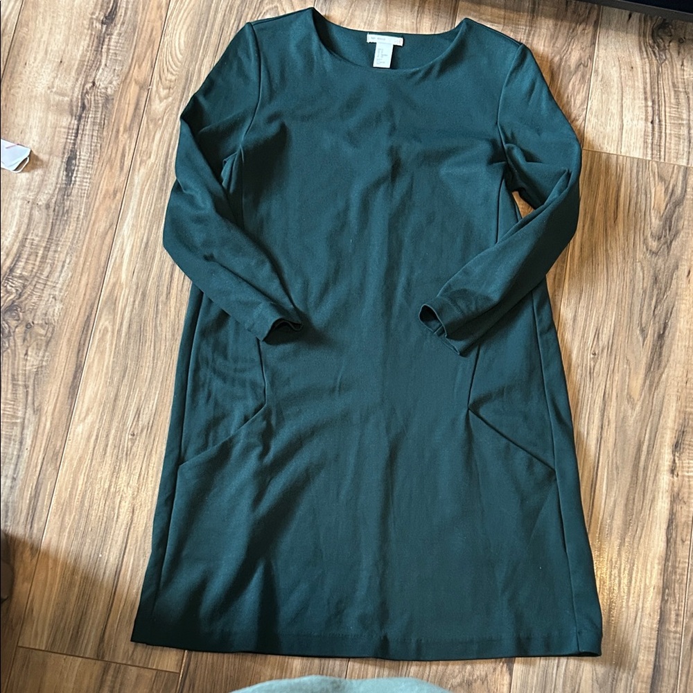 H&M Forest Green Long Sleeve A-Line Dress